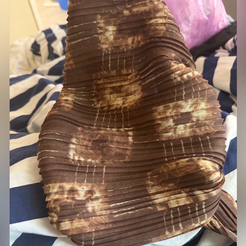 Free People Brown Tie-Dye Pleated Scarf - Picture 3 of 3